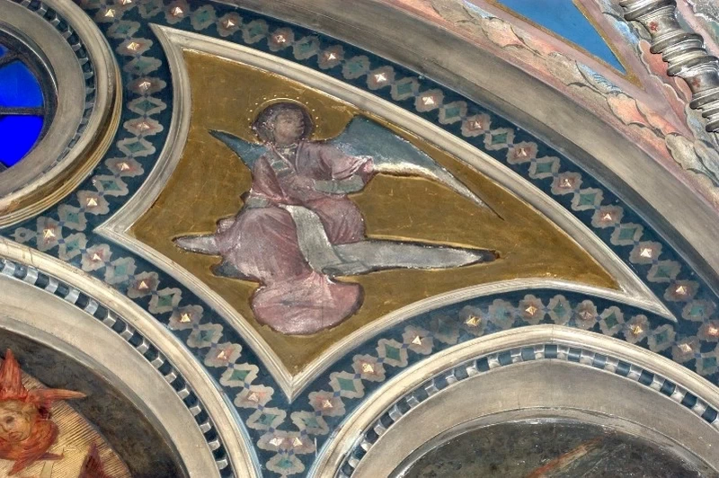   115-Modesto Faustini-Angelo seduto con filatterio - Santuario Santa Maria delle Grazie, Brescia